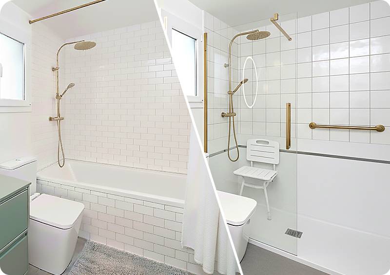 voor/na inloopdouche